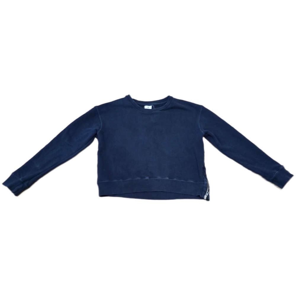 SUNDRY Navy Blue Crewneck‎ Sweatshirt Side Zip Detail Made in USA Size 2